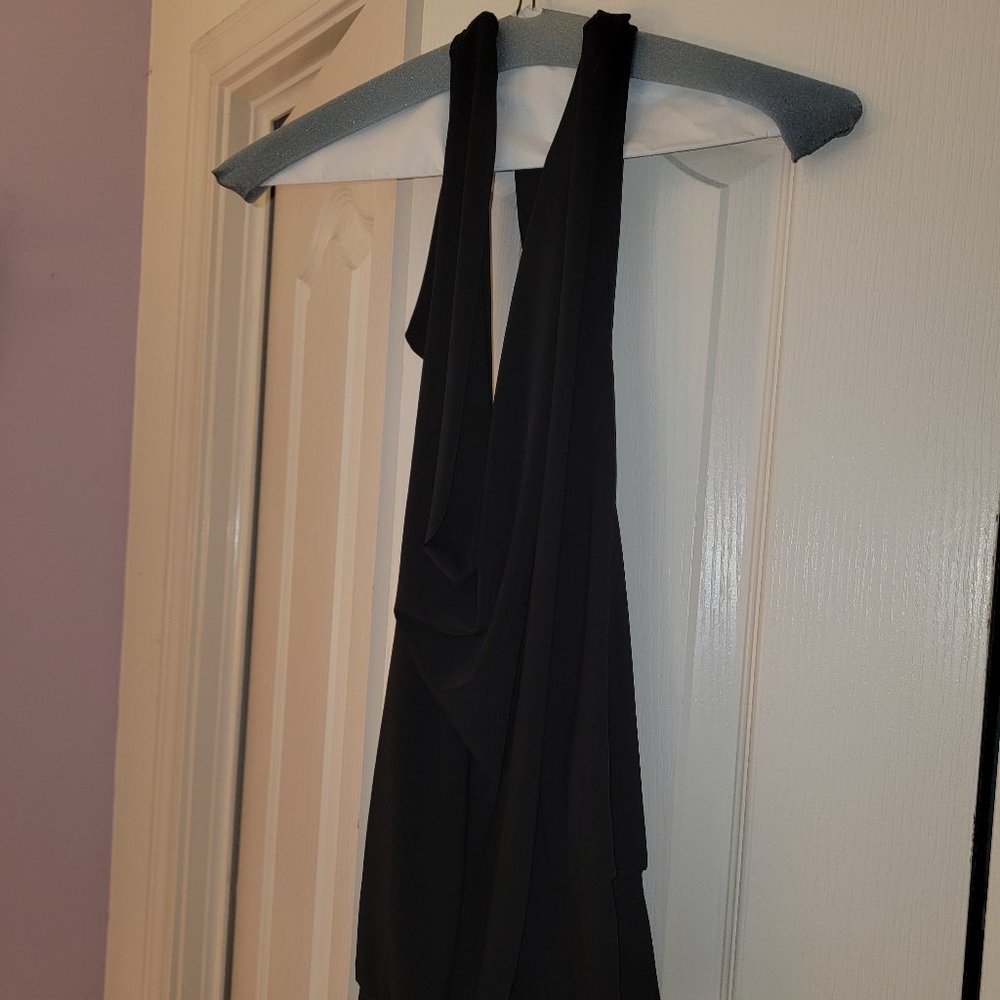 Sexy backless black halter top